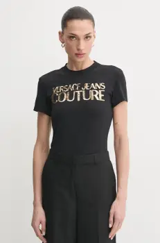 Versace Jeans Couture tricou femei, culoarea negru, 78HAHE00 CJ02E imagine