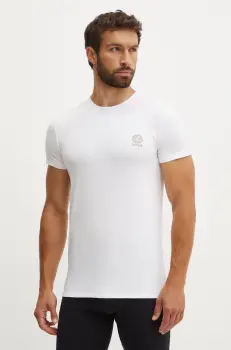 Versace tricou din bumbac barbati, culoarea alb, cu imprimeu, AUU01005 1A10011 imagine