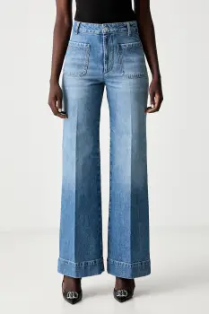 Victoria Beckham blugi wide leg Alina imagine