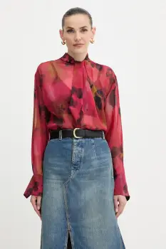 Victoria Beckham bluza de matase culoarea rosu, cu imprimeu, 1325WSH006594B imagine