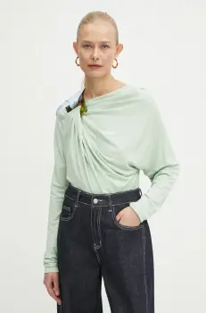 Victoria Beckham bluza femei, culoarea verde, cu imprimeu, 1125WTP006017A imagine