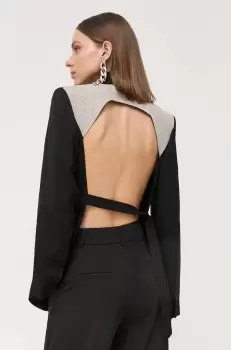Victoria Beckham geaca de lana culoarea negru, desfacut, neted imagine