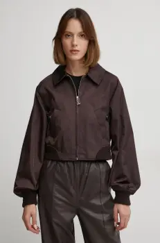 Victoria Beckham geaca femei, culoarea maro, de tranzitie, 1125WJK006259A imagine