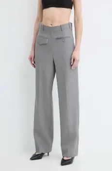 Victoria Beckham pantaloni de lana culoarea gri, fason chinos, high waist, 1224WTR005385A imagine