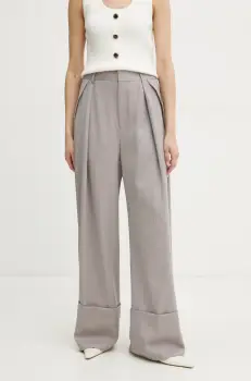 Victoria Beckham pantaloni de lana culoarea violet, lat, high waist, 1125WTR006059A imagine