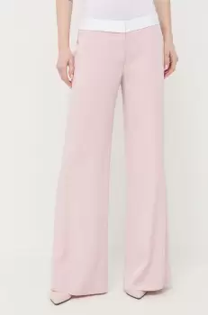 Victoria Beckham pantaloni femei, culoarea roz, lat, medium waist imagine