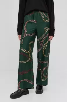 Victoria Beckham Pantaloni femei, culoarea verde, lat, high waist imagine