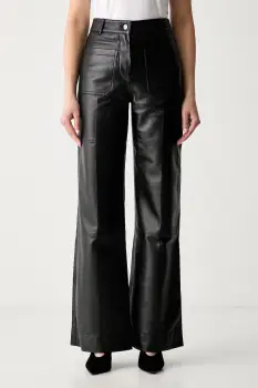 Victoria Beckham pantaloni pentru femei din piele Alina imagine