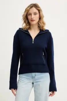 Victoria Beckham pulover de lana culoarea bleumarin, 1126KJU006866A imagine