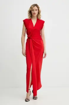 Victoria Beckham rochie din matase culoarea rosu, maxi, mulata, 1126WDR006893A imagine