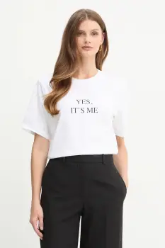 Victoria Beckham tricou din bumbac culoarea alb, 1425JTS006986A imagine