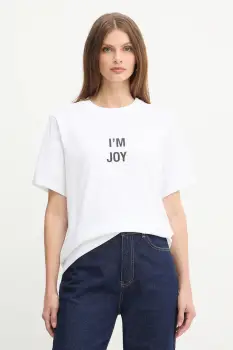 Victoria Beckham tricou din bumbac culoarea alb, 1425JTS007015A imagine