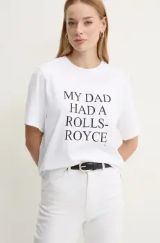 Victoria Beckham tricou din bumbac femei, culoarea alb, 1124JTS005732A imagine