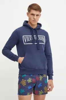Vilebrequin hanorac de bumbac MARTIN barbati, culoarea albastru marin, cu gluga, cu imprimeu, MRIH2P88 imagine