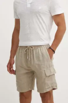 Vilebrequin pantaloni scurti din in BAIE culoarea bej, BAIU3U01 imagine