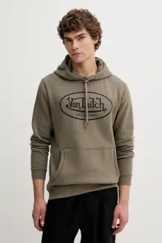 Von Dutch bluza culoarea verde, cu gluga, cu imprimeu, VD.1.SWZ.Brand imagine