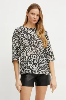 Weekend Max Mara bluza de matase femei, culoarea negru, modelator, 2515111102600 imagine