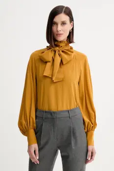 Weekend Max Mara bluza de matase GUIDO culoarea galben, uni, 2525116036600 imagine