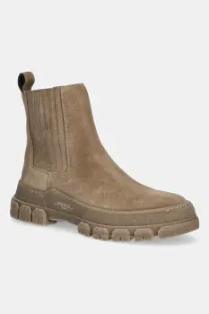 Weekend Max Mara botine din piele intoarsa Genepi culoarea bej, cu toc plat, 2525796035600 imagine
