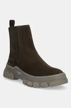 Weekend Max Mara botine din piele intoarsa Genepi culoarea verde, cu platforma, 2525796035600 imagine