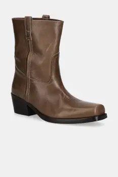 Weekend Max Mara cizme de piele Ranch culoarea maro, toc mic, 2525796034600 imagine