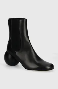 Weekend Max Mara ghete chelsea de piele ESTE femei, culoarea negru, cu toc drept, 2425796014600 imagine