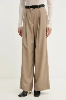 Weekend Max Mara pantaloni cu lana GLOBALE culoarea bej, lat, high waist, 2525136162600 imagine