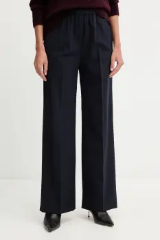 Weekend Max Mara pantaloni cu lana PETRA culoarea bleumarin, drept, high waist, 2525136032600 imagine