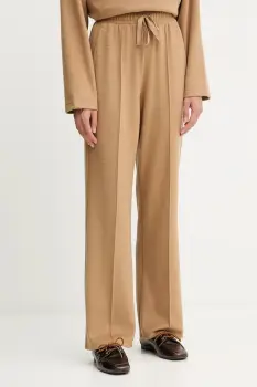 Weekend Max Mara pantaloni cu lana SPONDA culoarea verde, lat, high waist, 2525786022600 imagine