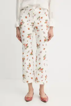 Weekend Max Mara pantaloni culoarea bej, evazati, high waist, 2515131023600 imagine