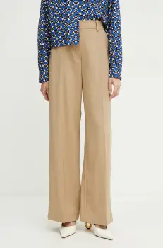 Weekend Max Mara pantaloni de lana femei, culoarea verde, lat, high waist, 2515131041600 imagine