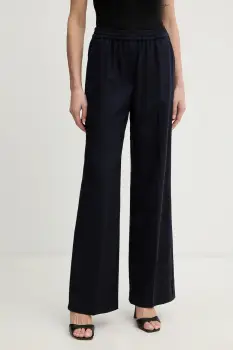 Weekend Max Mara pantaloni  de lana MALLO culoarea bleumarin, lat, high waist, 2615131071600 imagine