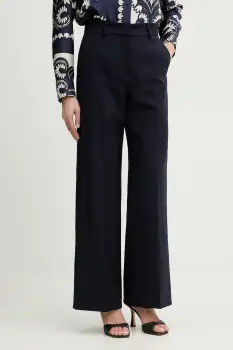 Weekend Max Mara pantaloni de lana VISIVO culoarea bleumarin, drept, high waist, 2615131041600 imagine