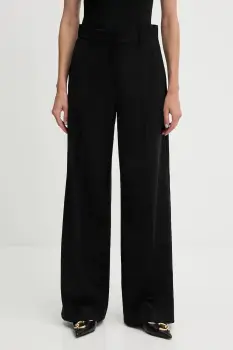 Weekend Max Mara pantaloni de lana VISIVO culoarea negru, drept, high waist, 2525136031600 imagine