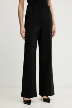 Weekend Max Mara pantaloni de lana VISIVO culoarea negru, drept, high waist, 2615131041600 imagine