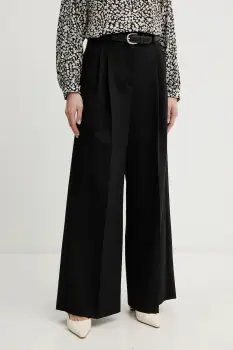 Weekend Max Mara pantaloni din lana ASTA culoarea negru, lat, high waist, 2615131061600 imagine
