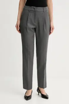 Weekend Max Mara pantaloni din lana CALDAIA culoarea gri, fason chinos, high waist, 2525136152600 imagine