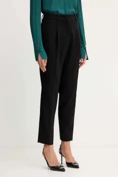 Weekend Max Mara pantaloni din lana CALDAIA culoarea negru, fason chinos, high waist, 2525136152600 imagine