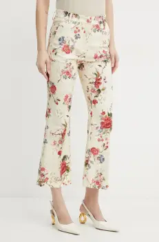 Weekend Max Mara pantaloni femei, culoarea bej, evazati, medium waist, 2515131122600 imagine