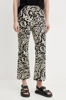 Weekend Max Mara pantaloni femei, culoarea negru, evazati, medium waist, 2515131122600 imagine