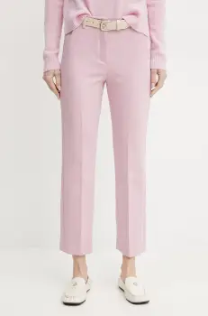 Weekend Max Mara pantaloni femei, culoarea roz, drept, high waist, 2515131031600 imagine