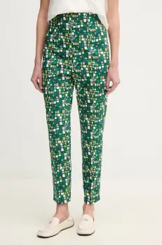 Weekend Max Mara pantaloni femei, culoarea verde, fason tigareta, high waist, 2515131016600 imagine