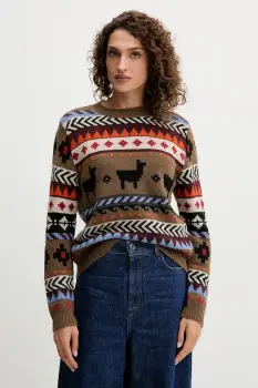 Weekend Max Mara pulover cu adaos de lana de alpaca QUIRITE femei, culoare maro, subtire 2525366302600 imagine