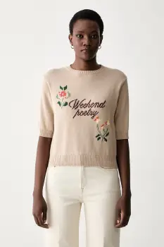 Weekend Max Mara pulover cu maneca scurta pentru femei cu bumbac WKDFIACRE imagine