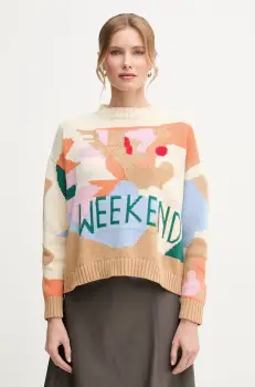 Weekend Max Mara pulover femei, culoarea bej, 2515361181600 imagine