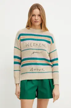 Weekend Max Mara pulover femei, culoarea bej, calduros, 2515361211600 imagine