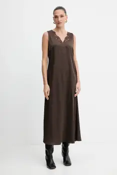 Weekend Max Mara rochie CANOSSA culoarea maro, maxi, drept, 2525226011600 imagine