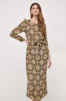 Weekend Max Mara rochie culoarea galben, midi, evazati imagine