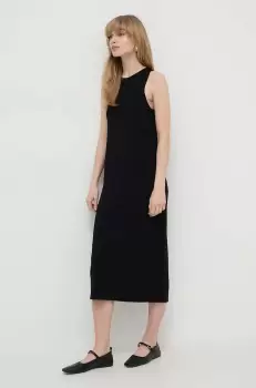 Weekend Max Mara rochie culoarea negru, midi, drept imagine