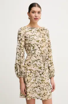 Weekend Max Mara rochie de matase culoarea bej, mini, evazati, 2515221041600 imagine